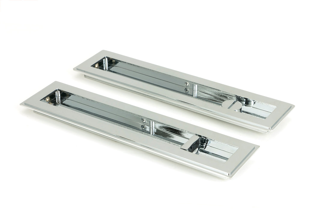 Polished Chrome 250mm Art Deco Rectangular Pull -Privacy Set