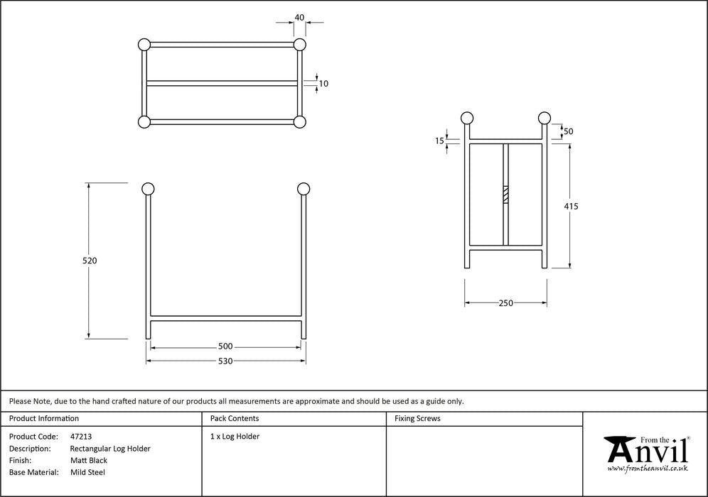 Matt Black Rectangular Log Holder