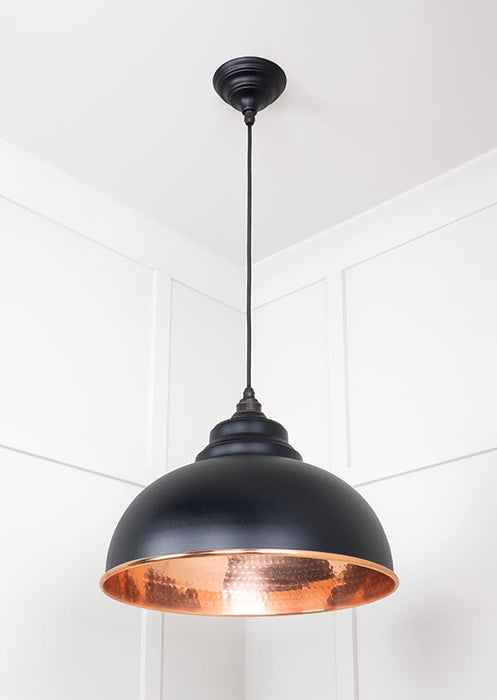 Hammered Copper Harborne Pendant in Elan Black