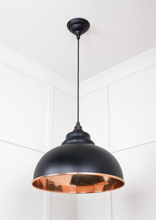 Hammered Copper Harborne Pendant in Elan Black