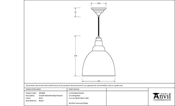 Smooth Nickel Brindley Pendant in Birch