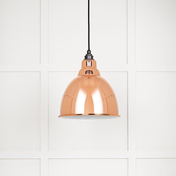 White Gloss Brindley Pendant in Copper