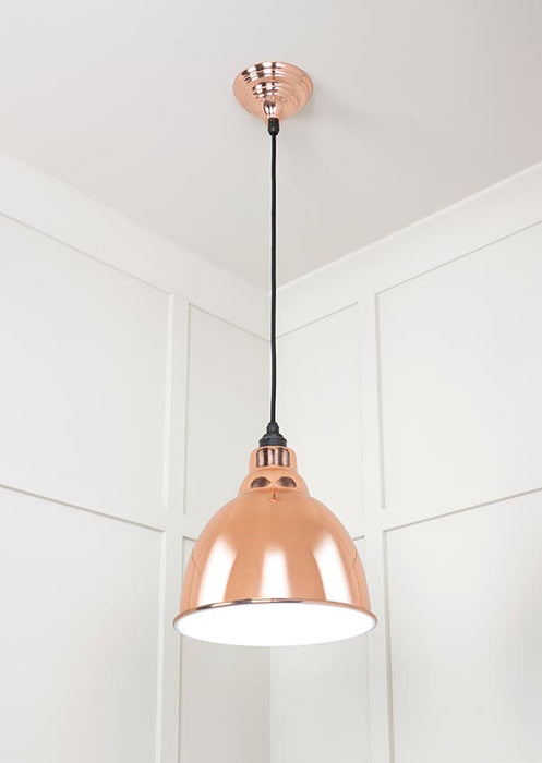 White Gloss Brindley Pendant in Copper