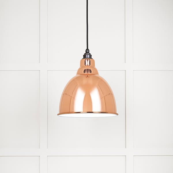 White Gloss Brindley Pendant in Copper