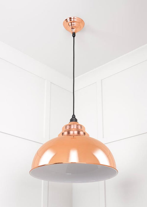 White Gloss Harborne Pendant in Copper