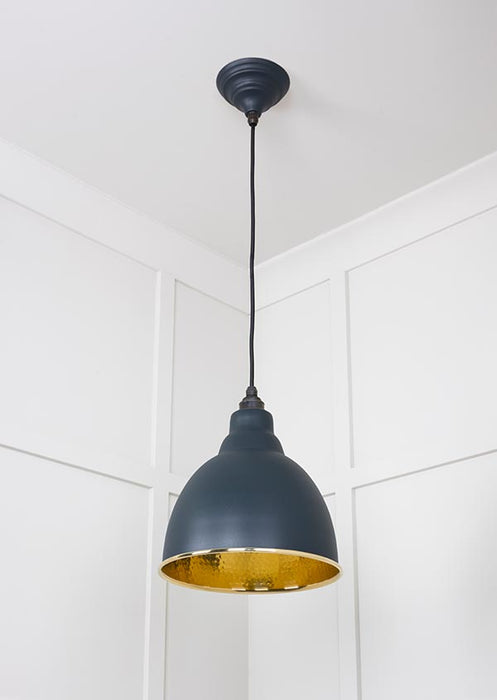 Hammered Brass Brindley Pendant in Soot