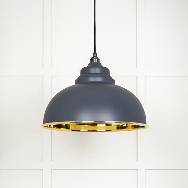 Smooth Brass Harborne Pendant in Slate