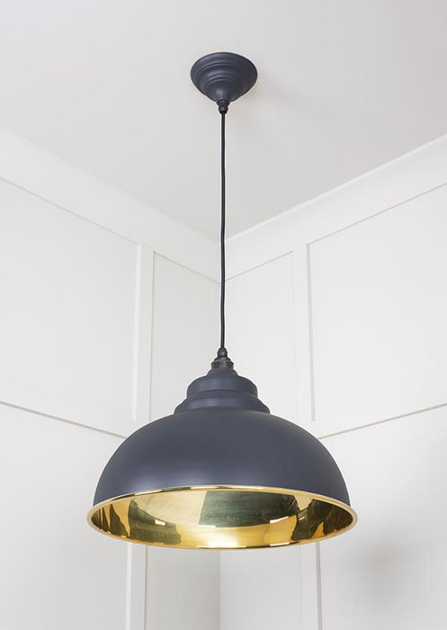 Smooth Brass Harborne Pendant in Slate