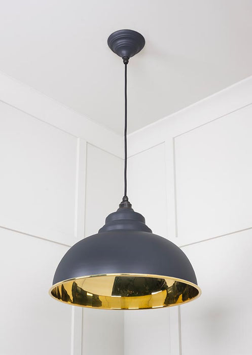 Smooth Brass Harborne Pendant in Slate