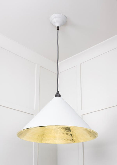 Hammered Brass Hockley Pendant in Flock