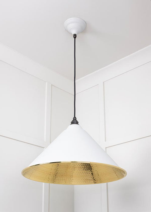 Hammered Brass Hockley Pendant in Flock