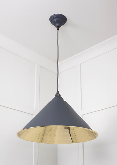 Smooth Brass Hockley Pendant in Slate