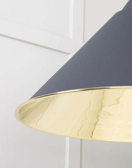 Smooth Brass Hockley Pendant in Slate