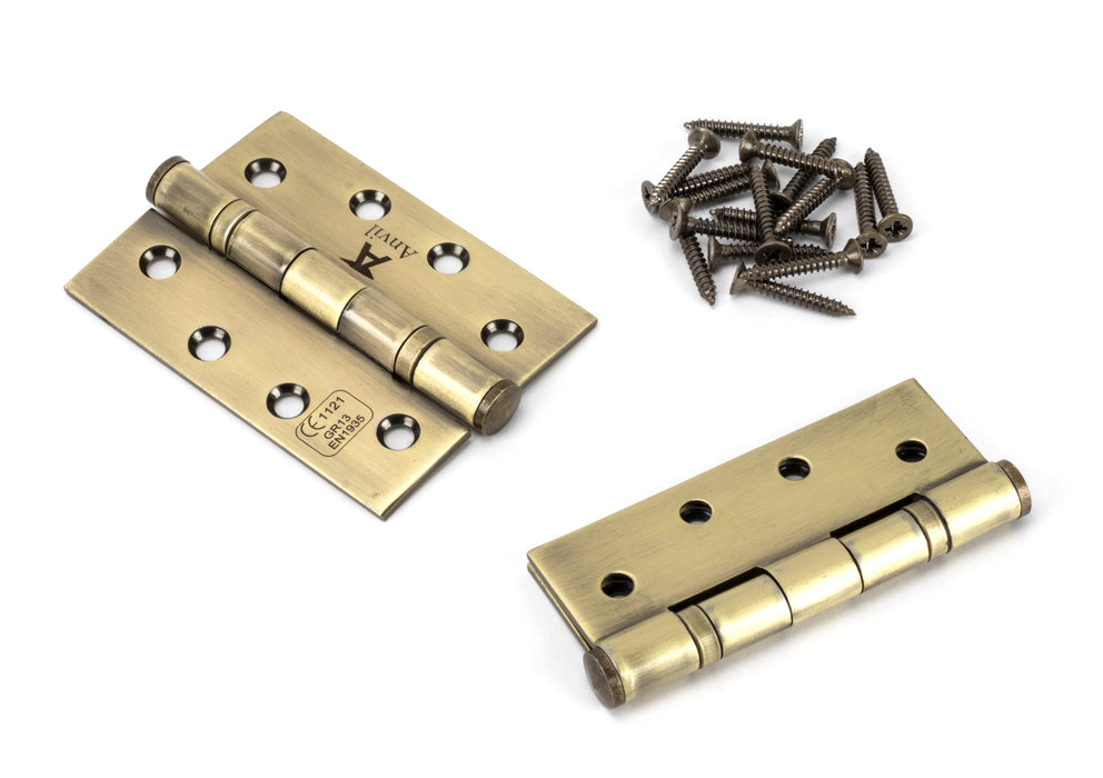 Aged Brass 4" Ball Bearing Butt Hinge (pair) ss