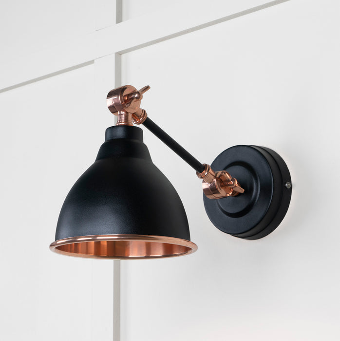 Smooth Copper Brindley Wall Light in Elan Black