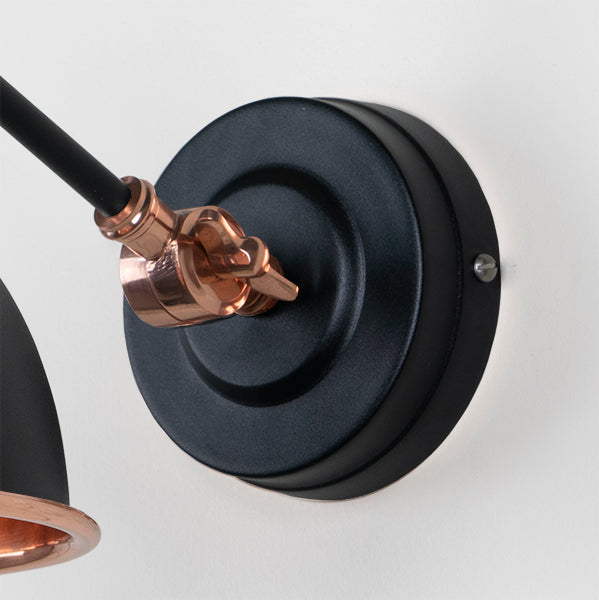 Smooth Copper Brindley Wall Light in Elan Black