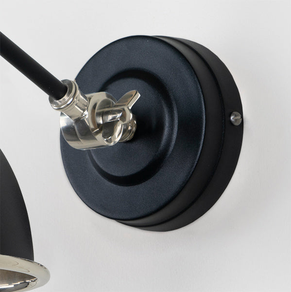 Smooth Nickel Brindley Wall Light in Elan Black