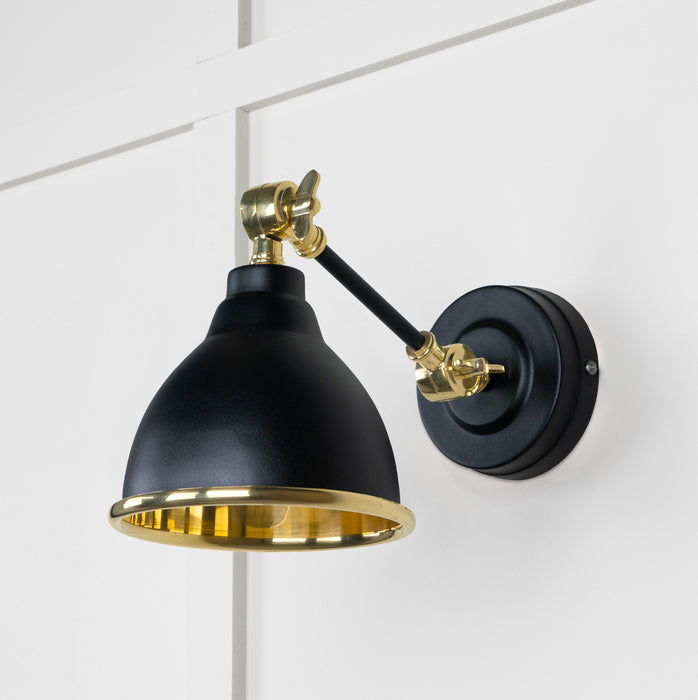 Smooth Brass Brindley Wall Light in Elan Black