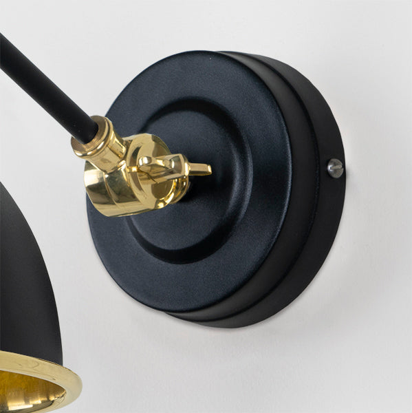 Smooth Brass Brindley Wall Light in Elan Black