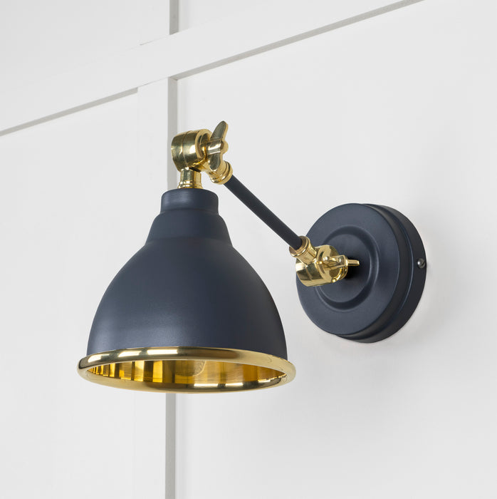 Smooth Brass Brindley Wall Light in Slate