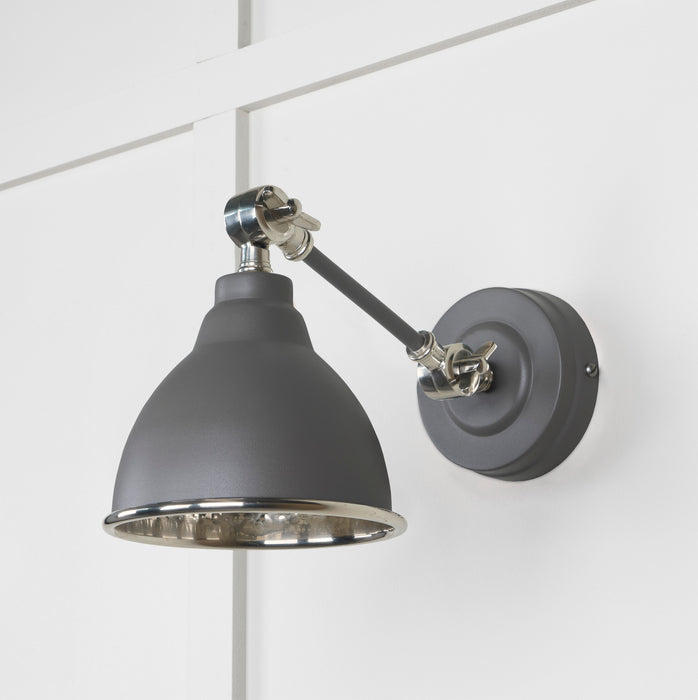 Hammered Nickel Brindley Wall Light in Bluff