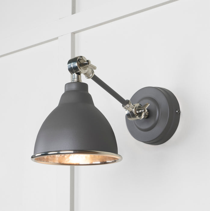 Hammered Nickel Brindley Wall Light in Bluff