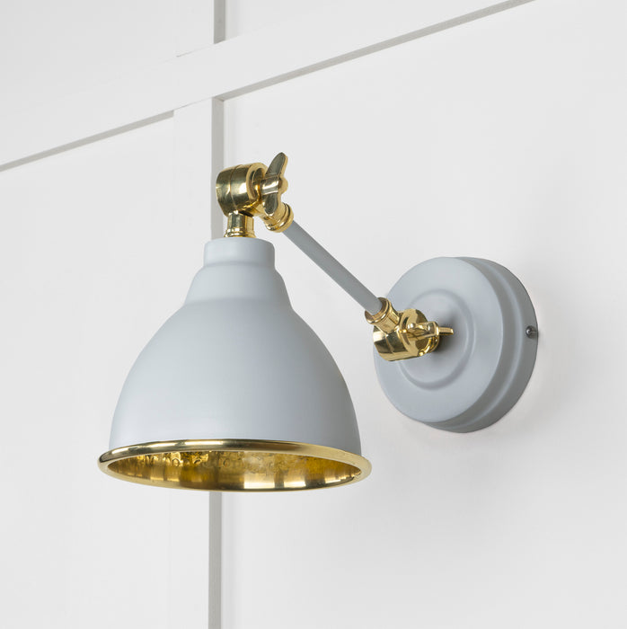 Hammered Brass Brindley Wall Light in Birch