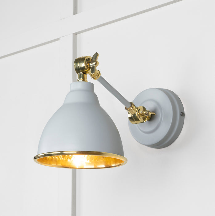 Hammered Brass Brindley Wall Light in Birch