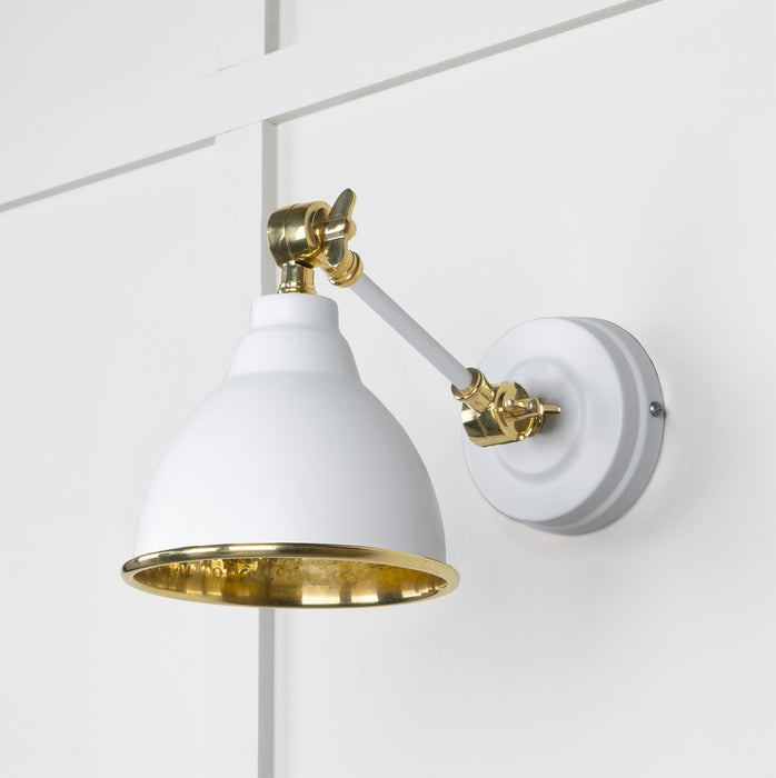 Hammered Brass Brindley Wall Light in Flock