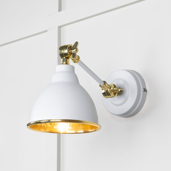 Hammered Brass Brindley Wall Light in Flock