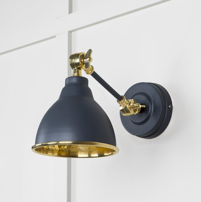 Hammered Brass Brindley Wall Light in Slate