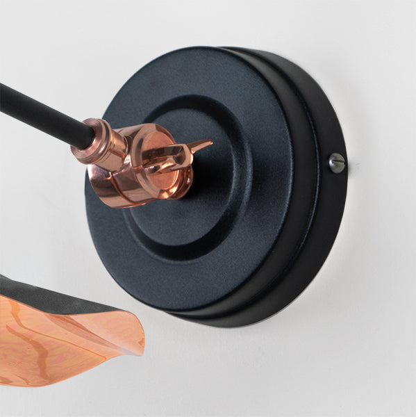 Smooth Copper Flora Wall Light in Elan Black