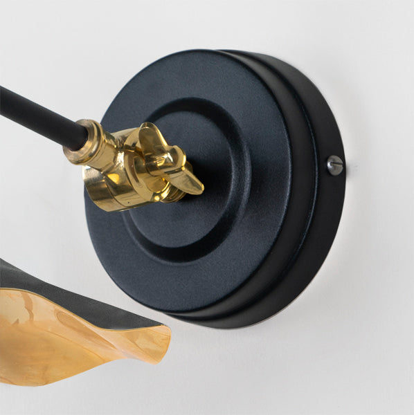 Smooth Brass Flora Wall Light in Elan Black