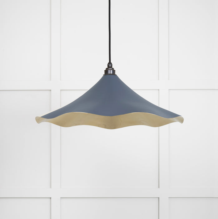 Smooth Brass Flora Pendant in Slate