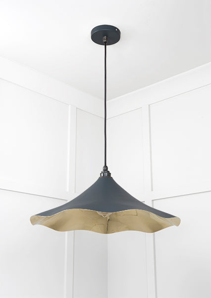 Smooth Brass Flora Pendant in Soot