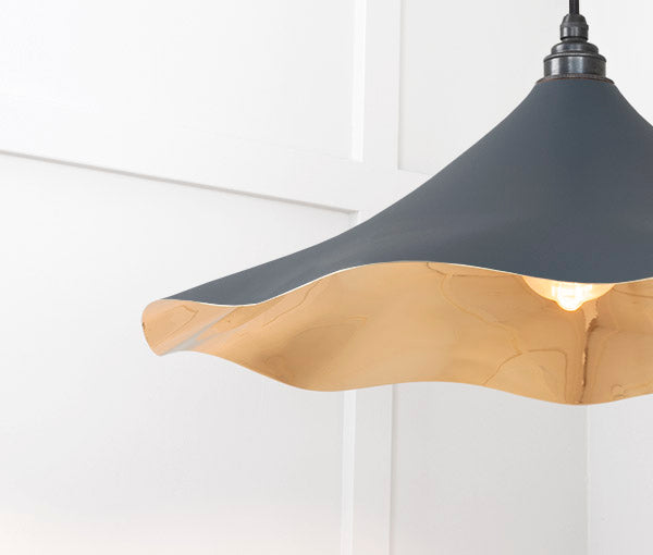 Smooth Brass Flora Pendant in Soot
