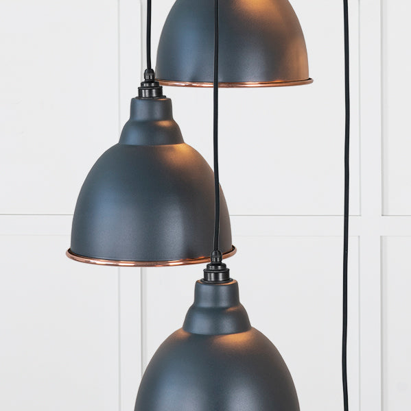 Smooth Copper Brindley Cluster Pendant in Soot