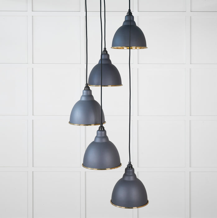 Smooth Brass Brindley Cluster Pendant in Slate