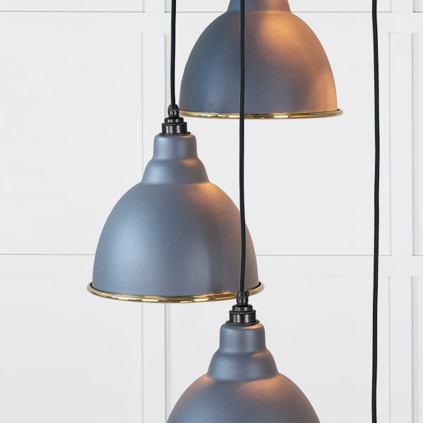 Smooth Brass Brindley Cluster Pendant in Slate