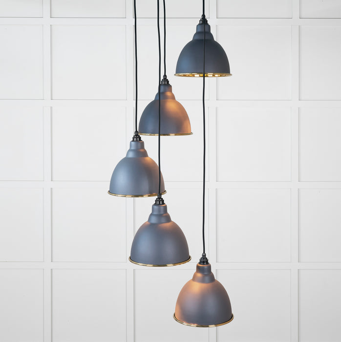 Smooth Brass Brindley Cluster Pendant in Slate