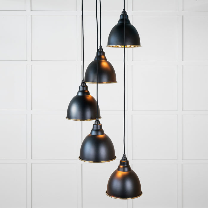 Hammered Brass Brindley Cluster Pendant in Elan Black