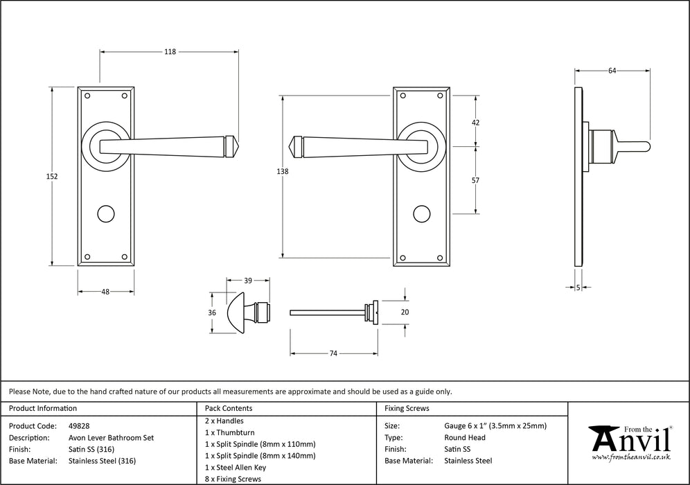 Satin Marine SS (316) Avon Lever Bathroom Set