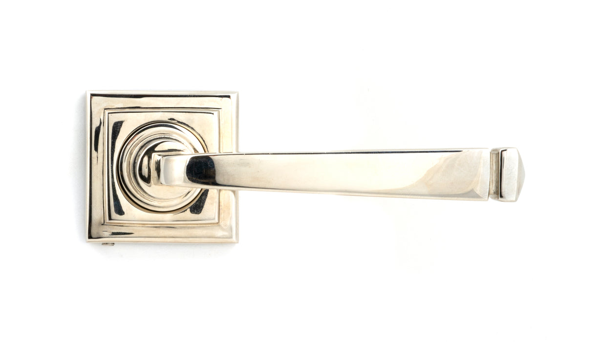 Polished Nickel Avon Round Lever on Rose Set (Square) - Unsprung