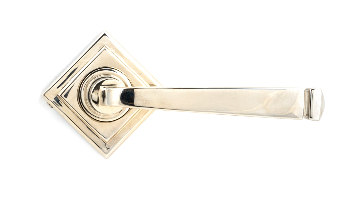 Polished Nickel Avon Round Lever on Rose Set (Square) - Unsprung