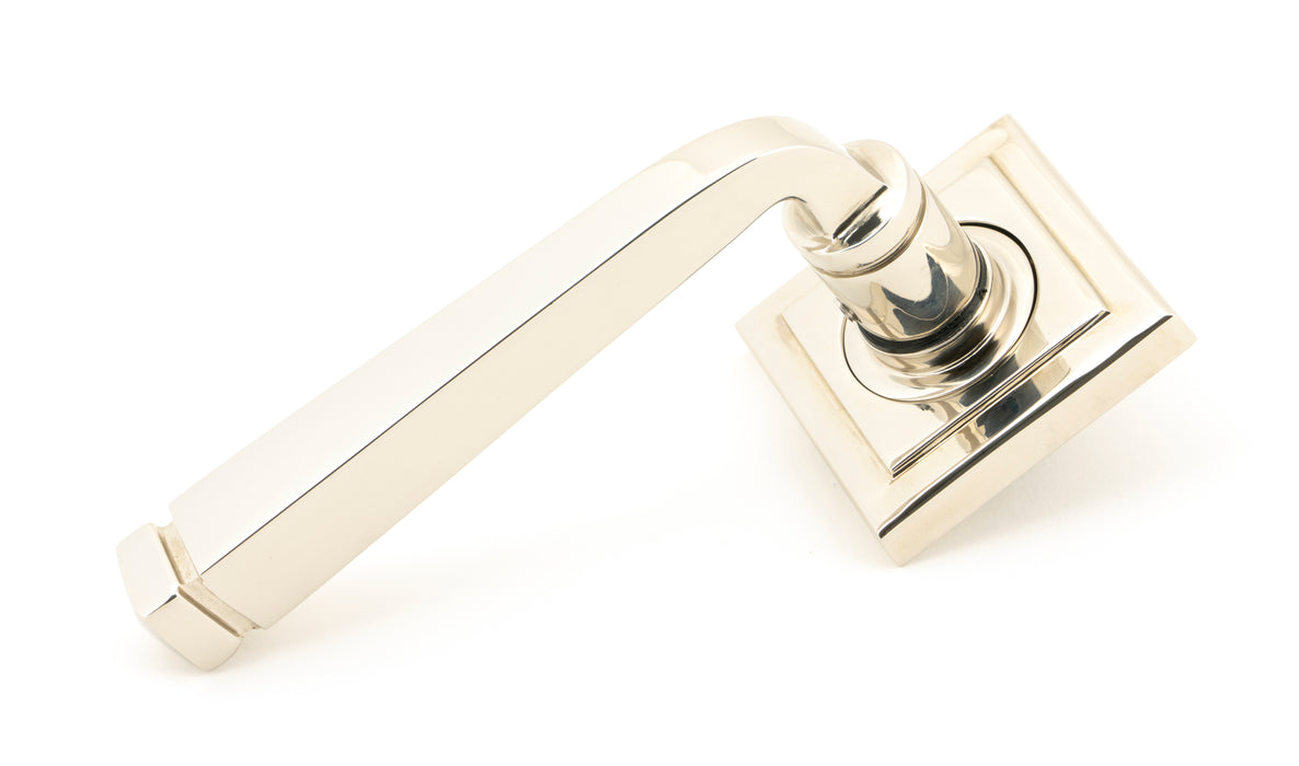 Polished Nickel Avon Round Lever on Rose Set (Square) - Unsprung