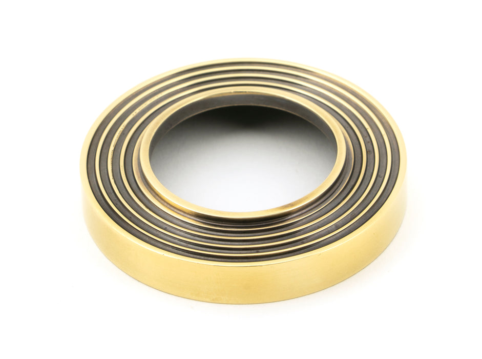 Aged Brass Newbury Lever on Rose Set (Beehive) - Unsprung