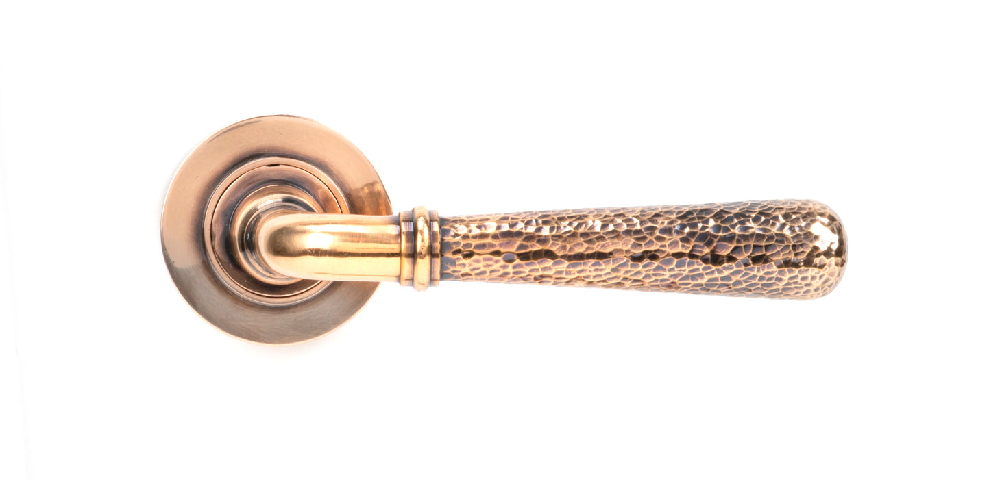 Polished Bronze Hammered Newbury Lever on Rose Set (Plain) - Unsprung