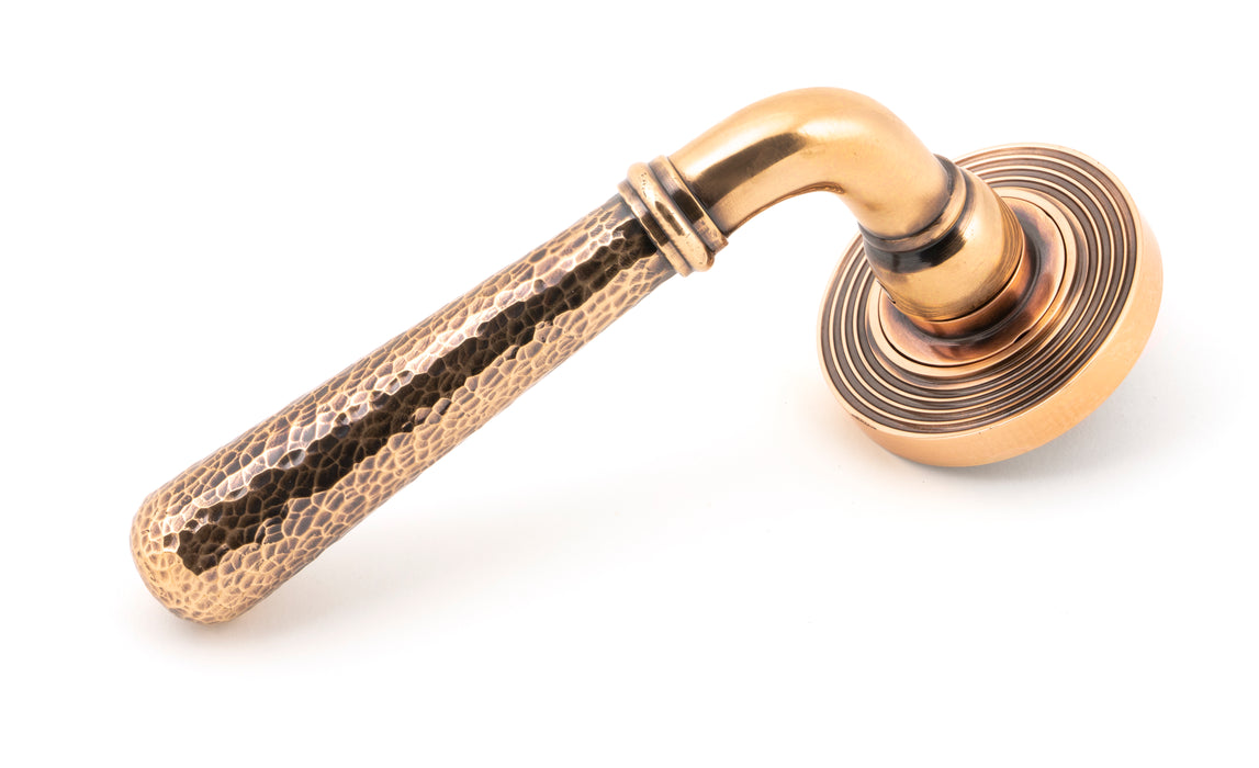 Polished Bronze Hammered Newbury Lever on Rose Set (Beehive) - Unsprung