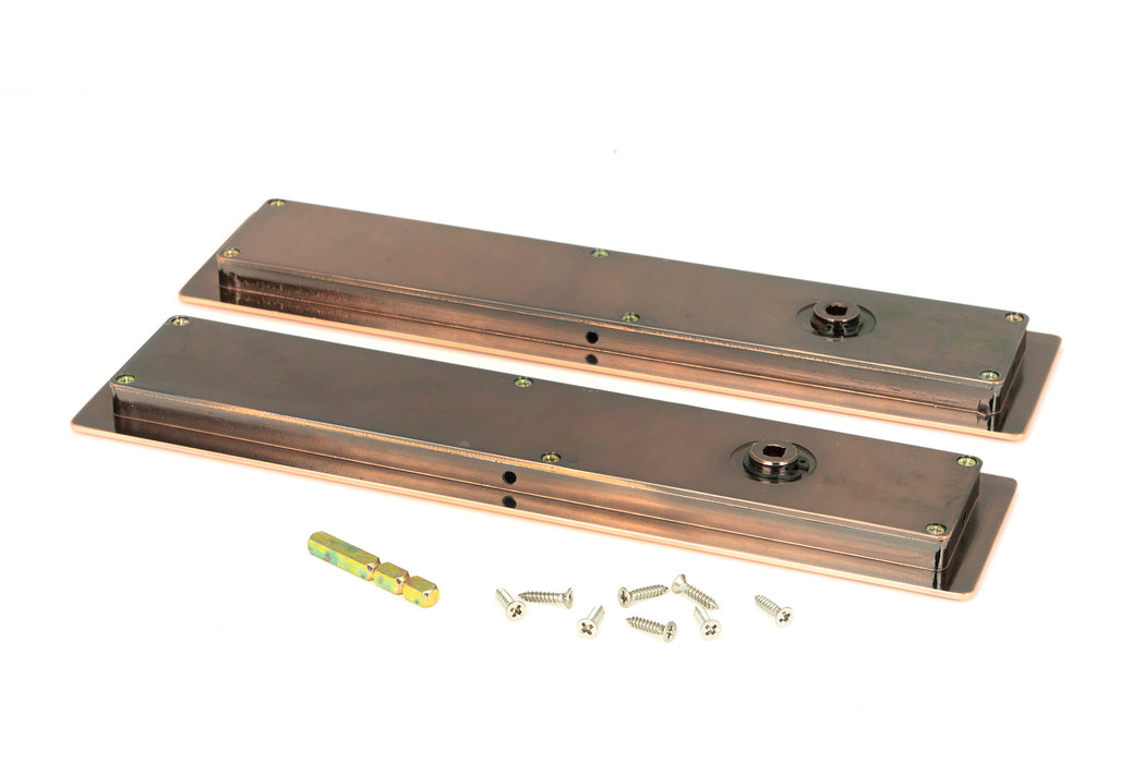 Polished Bronze 250mm Art Deco Rectangular Pull -Privacy Set