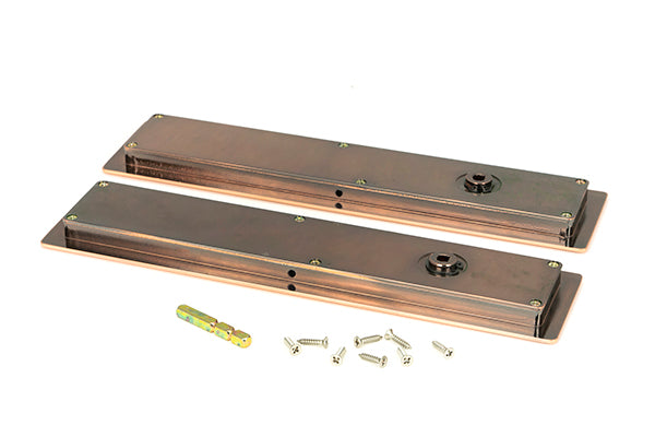Polished Bronze 250mm Art Deco Rectangular Pull -Privacy Set